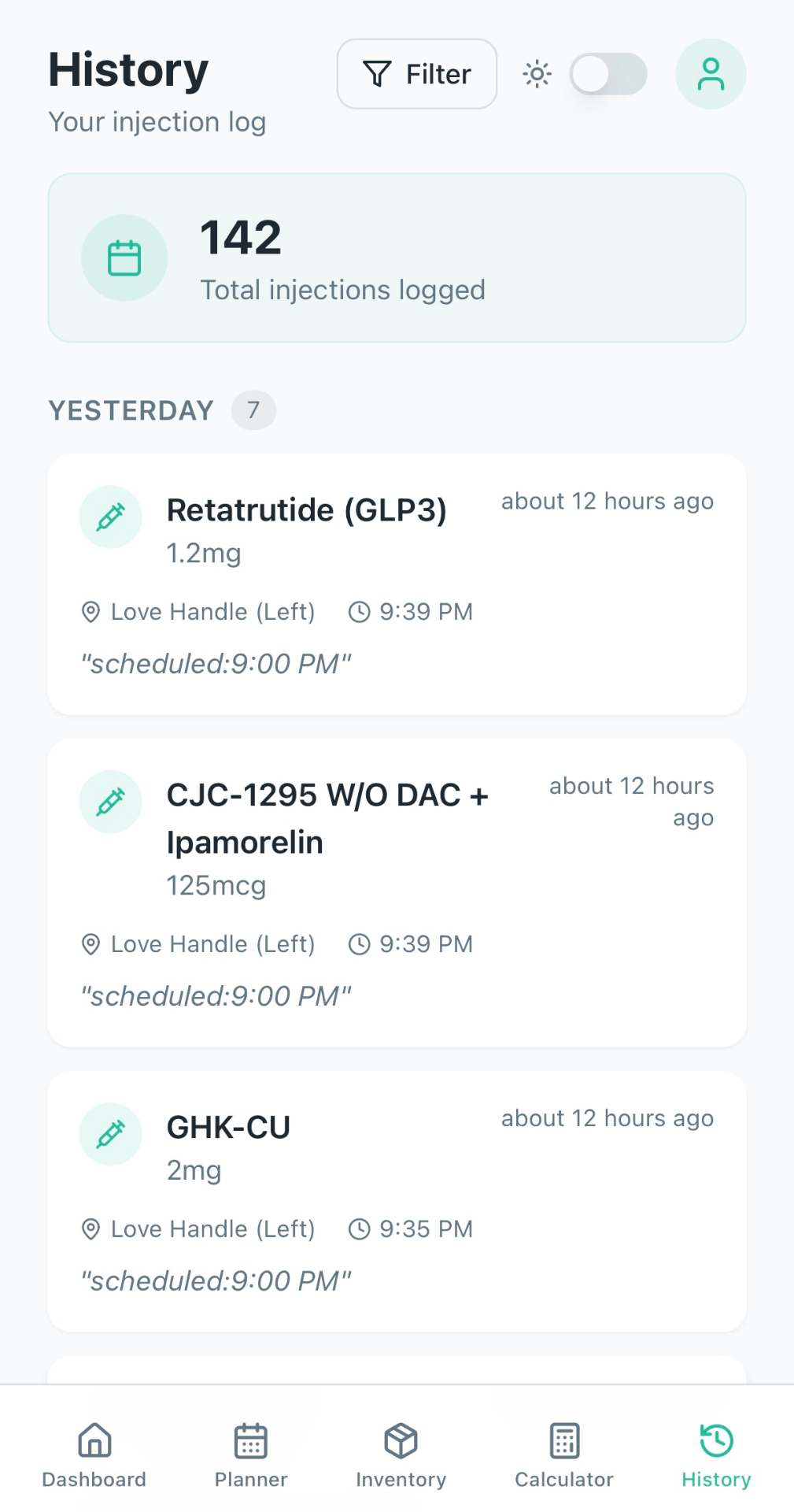 History tracking feature